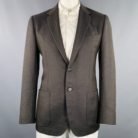 SARTORIO Veste de sport tissée en laine vert-gris à revers crantés, taille 44