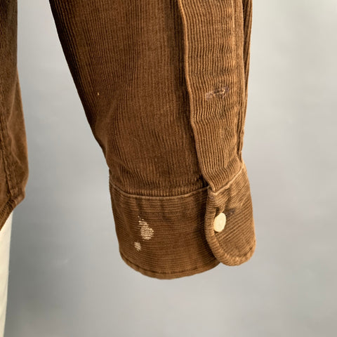 RALPH LAUREN Size XL Brown Corduroy Cotton Button Down Long Sleeve Shirt