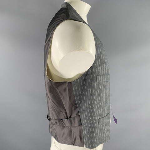RALPH LAUREN Size 46 Grey White Pinstripe Wool Cashmere Vest