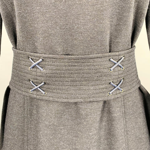 WORTH Size 4 Grey Charcoal Rayon Blend Belted Knee Length Dress