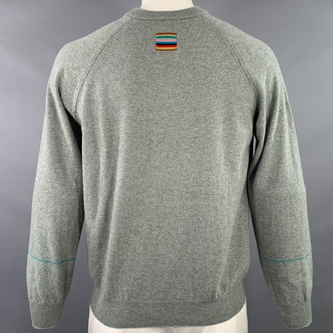 PAUL SMITH Size L Grey Lambswool Cotton Crew Neck Pullover