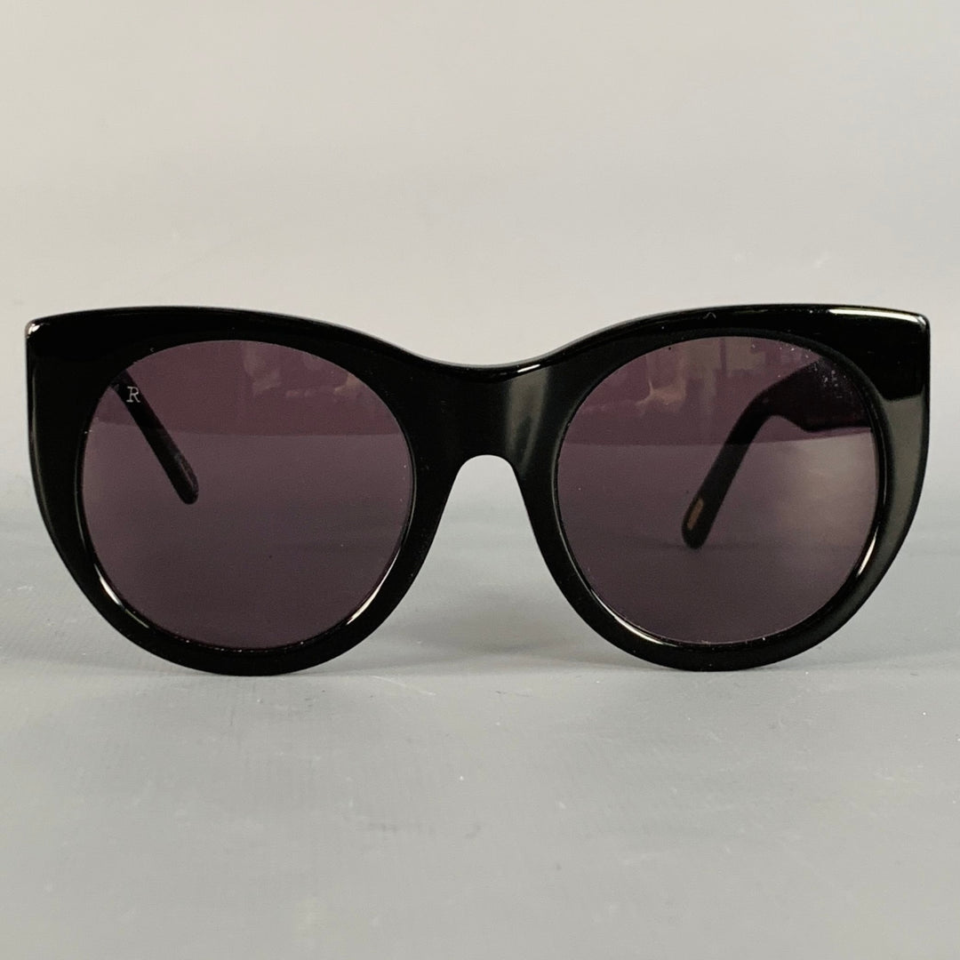 RAEN Durante Black Acetate Round Cat Eye Polarized Sunglasses
