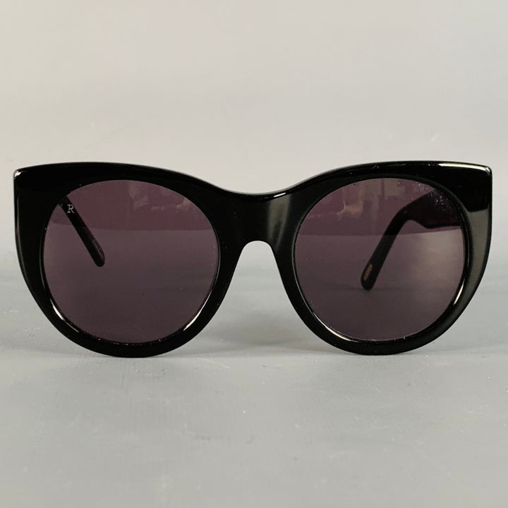 RAEN Durante Black Acetate Round Cat Eye Polarized Sunglasses