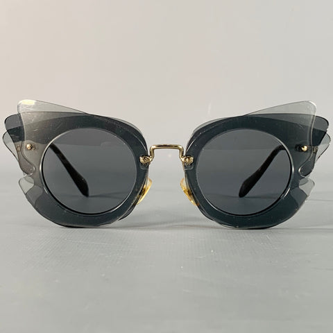 MIU MIU Grey Charcoal Butterfly Acetate Sunglasses