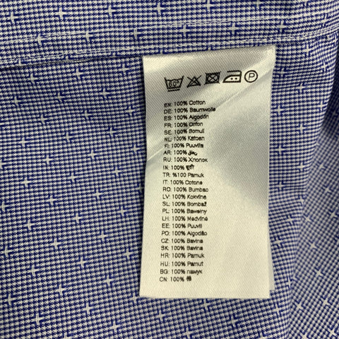ETON Talla 44 Camisa de manga larga con cuello extendido y corte entallado de algodón con cabeza de clavo azul y blanco