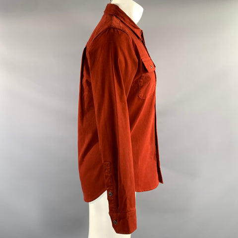 BRIDGE & BURN Size M Orange Burnt orange Cotton Button Up Long Sleeve Shirt