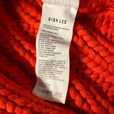 DION LEE Size S Orange Cable Knit Nylon Blend High Collar Sweater