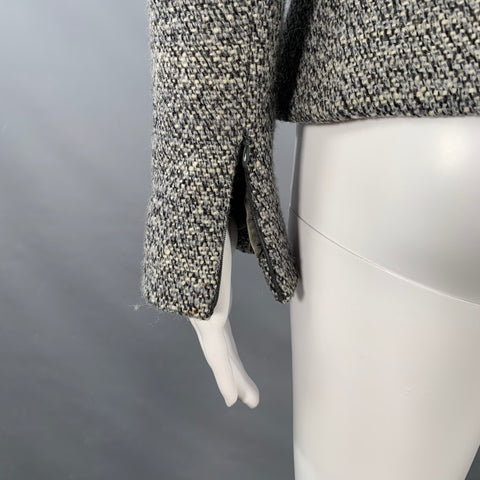 ALEXANDER MCQUEEN Size 4 Grey Black Wool Blend Boucle Single Breasted Jacket