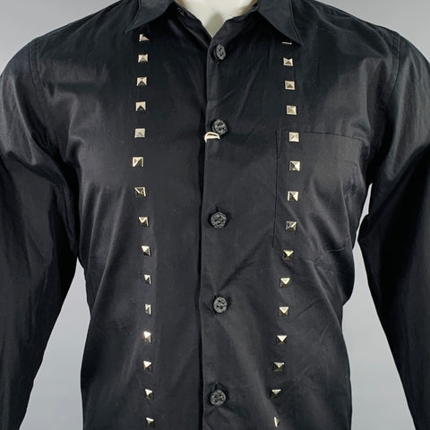 COMME des GARCONS HOMME PLUS Size XS Black Studded Cotton Long Sleeve Shirt