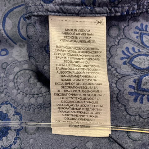 POLO by RALPH LAUREN Size XXL Blue Grey Paisley Cotton Long Sleeve Shirt