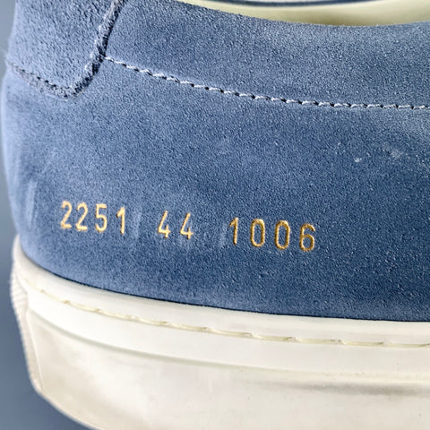 COMMON PROJECTS Size 11 Steel Blue Suede Lace-Up Sneakers