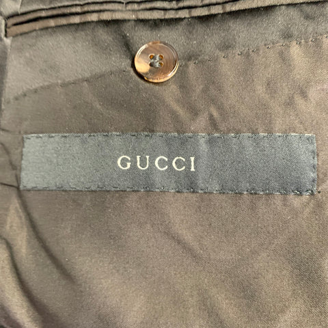 GUCCI Size 38 Black Grey Graphic Silk Tuxedo Sport Coat