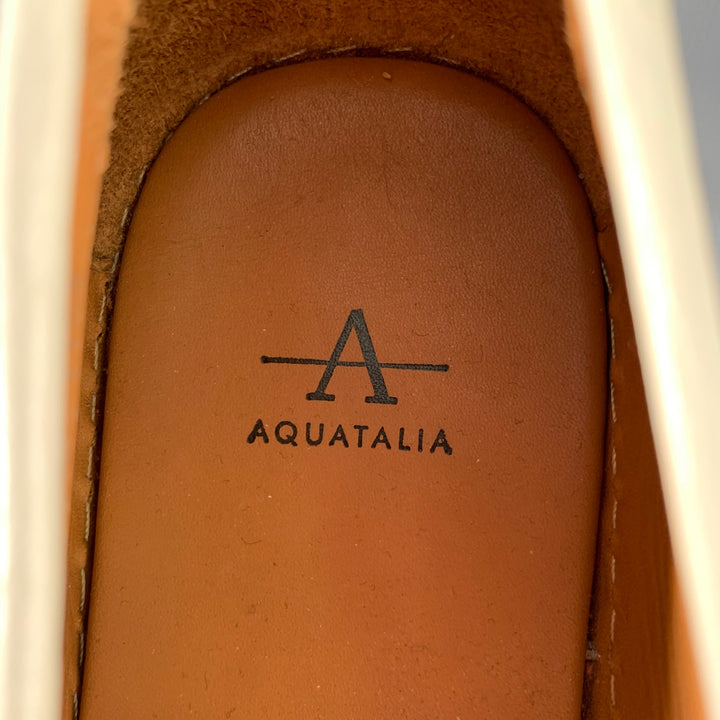 AQUATALIA Size 11 Cream Beige Leather Espadrille Penny Loafers