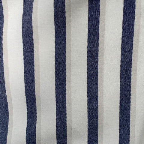 THOM BROWNE Size S White Navy Stripe Cotton One pocket Long Sleeve Shirt