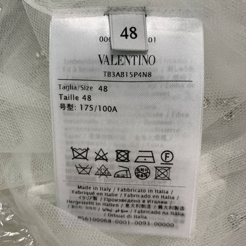 VALENTINO Size 12 White Polyamide See Through Bow Blouse