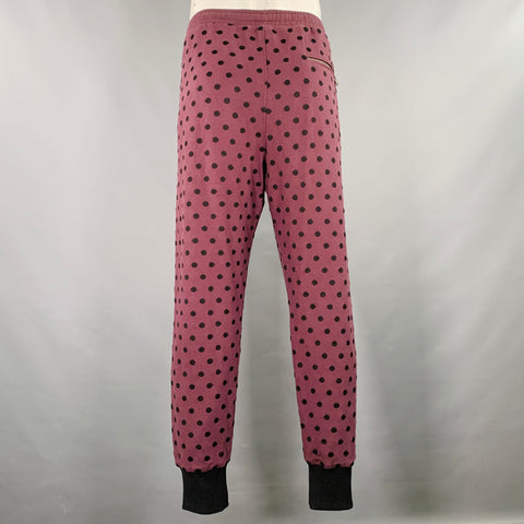 DOLCE & GABBANA Size 38 Burgundy Black Polka Dot Cotton Sweatpants Casual Pants