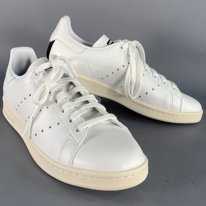 ADIDAS x STELLA McCARTNEY Taille 8.5 Baskets basses à lacets en cuir multicolore et étoiles blanches
