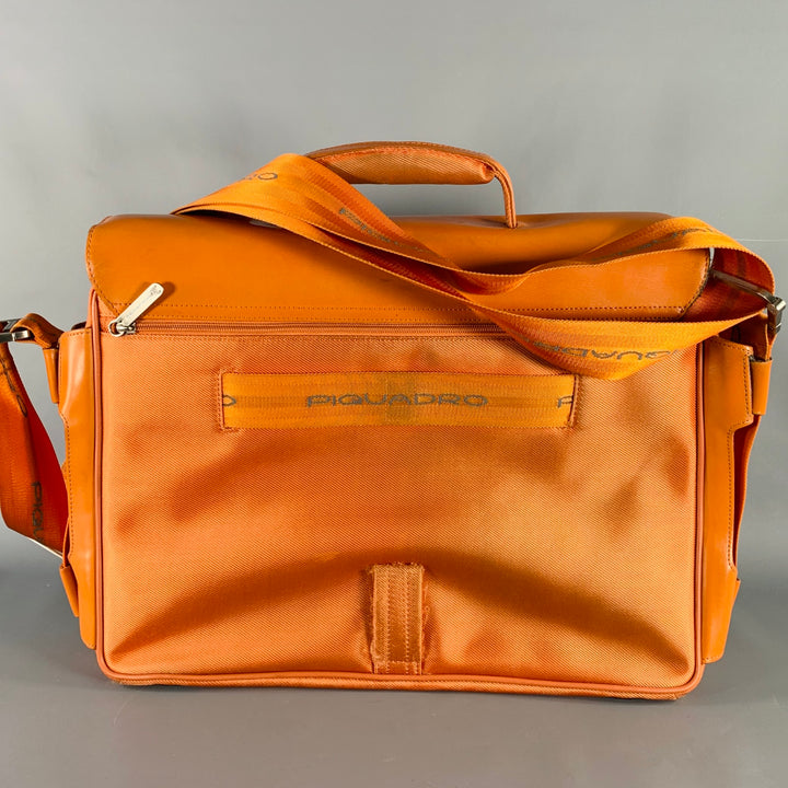 PIQUADRO Orange Leather Messenger Laptop Bag