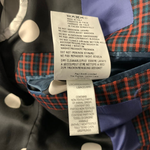 PAUL SMITH Chest Size 38 Black Red & Blue Plaid Wool Notch Lapel 32 31 Suit