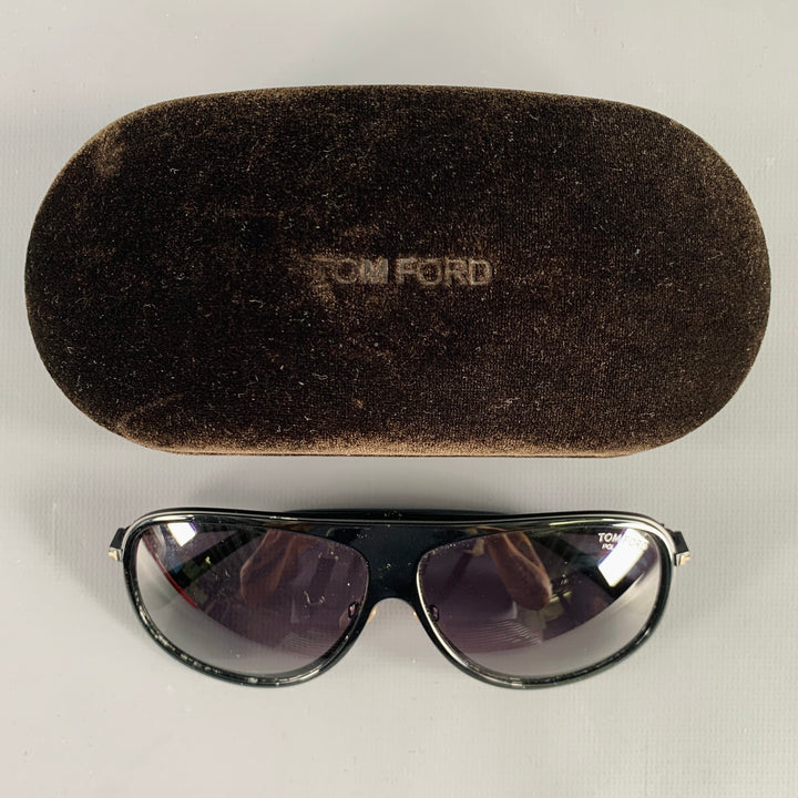 TOM FORD Chris Black Acetate Teardrop Aviator Sunglasses