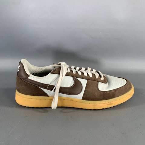 NIKE Size 10.5 Brown Silver Mixed Fabrics Suede Lifestyle Sneakers