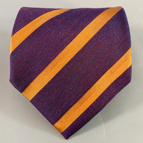 VALENTINO Navy Brown Diagonal Stripe Silk Tie