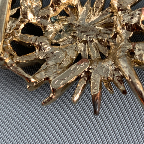 OSCAR DE LA RENTA Pink Rhinestones Metal Belt Buckle