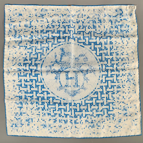 HERMES Blue White 2008 -Mosaique au 24 Faubourg- Silk Pocket Square