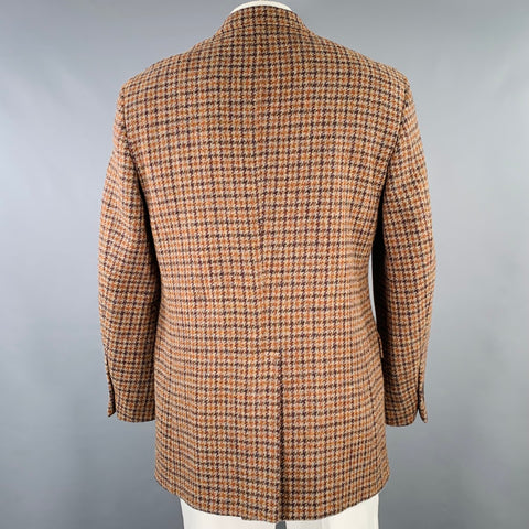 O'CONNELL'S Size 42 Long Brown Grey Houndstooth Wool Sport Coat