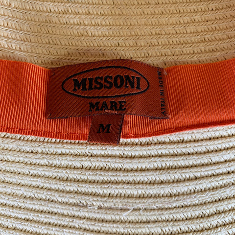 MISSONI Pink Orange Woven Straw Hats