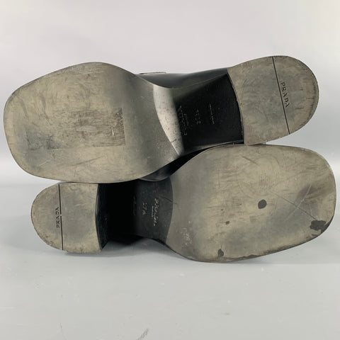 PRADA Size 7.5 Black Leather Penny Loafer Pumps