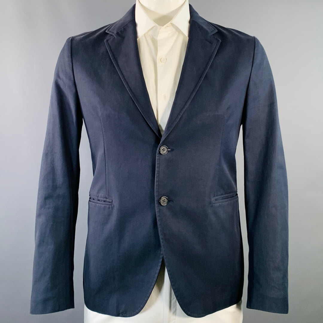 RAF SIMONS Size 42 Regular Navy Cotton Notch Lapel Sport Coat