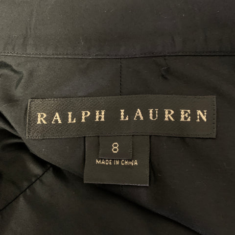 RALPH LAUREN Size 8 Black Cotton Puff Sleeve Blouse