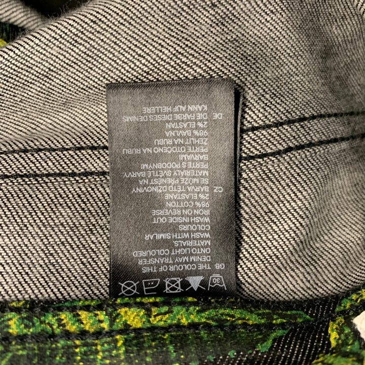 VERSACE x H&M FW11 Size 29 Black Green Alligator Cotton Blend Casual Pants
