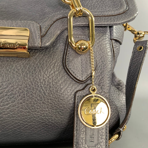COACH Grey Pebble Grain Leather Handbag & Leather Goods