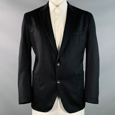 PATRICK JAMES Size 48 Regular Black Cashmere Notch Lapel Sport Coat