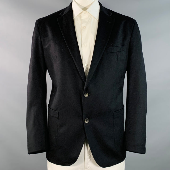 PATRICK JAMES Size 48 Regular Black Cashmere Notch Lapel Sport Coat