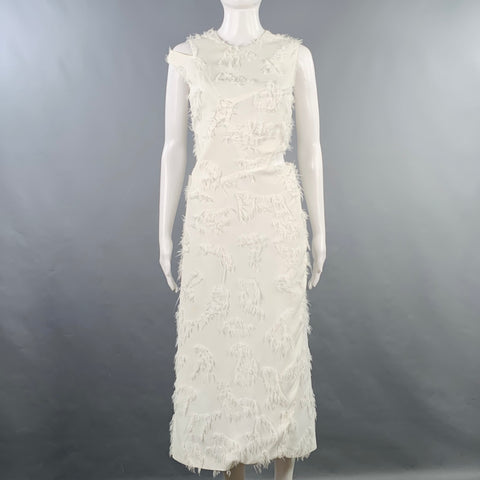 JIL SANDER Size 2 White Viscose Cut Out Sleeveless Dress