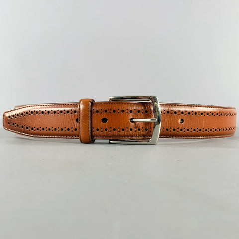 ALLEN EDMONDS Size 36 Brown Perforated Leather Belt