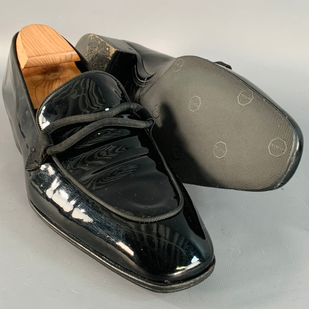 TOM FORD Size 10.5 Nero Black Patent Leather Grosgrain Trim Slip On Loafers