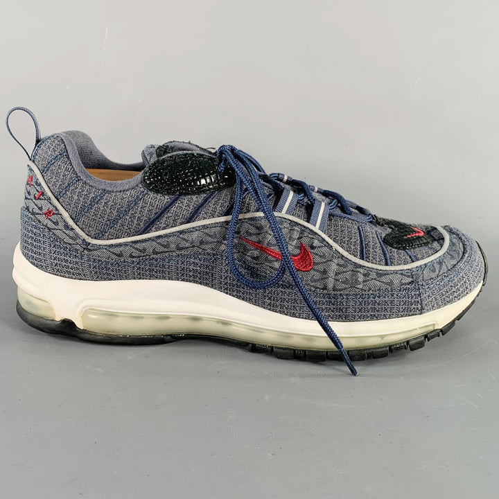 NIKE Size 10.5 Grey Black Burgundy Logo Rubber Sole Sneakers