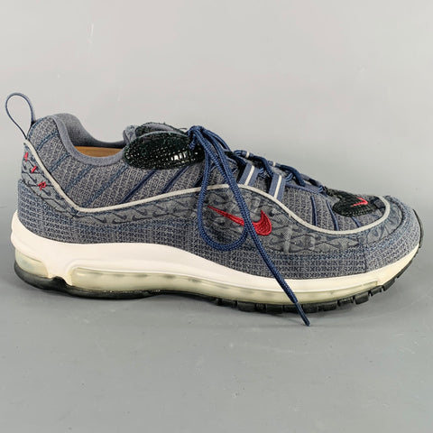 NIKE Size 10.5 Grey Black Burgundy Logo Rubber Sole Sneakers