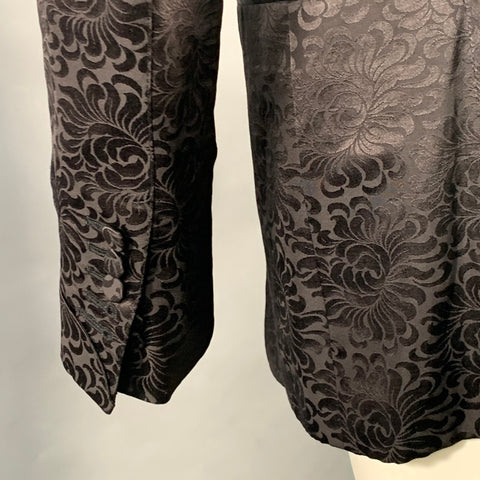 TOM FORD Size 40 Regular Black Jacquard Silk Cotton Linen Shawl Collar Tuxedo