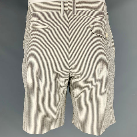 MR P. Size 42 White Grey Seersucker Cotton Single Breasted Shorts Suit