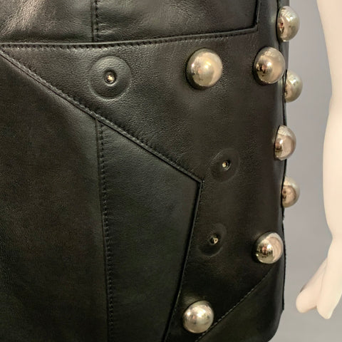 AREA Size S Black Silver Studded Bobble Stars Mini Dress