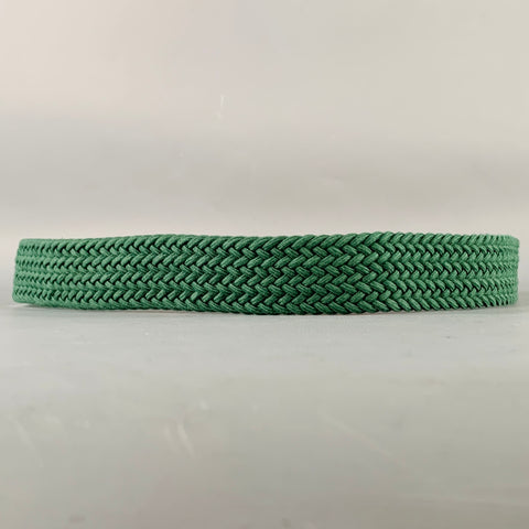 TORINO Size 32 Green Brown Braided Elastic Cord Leather Belt
