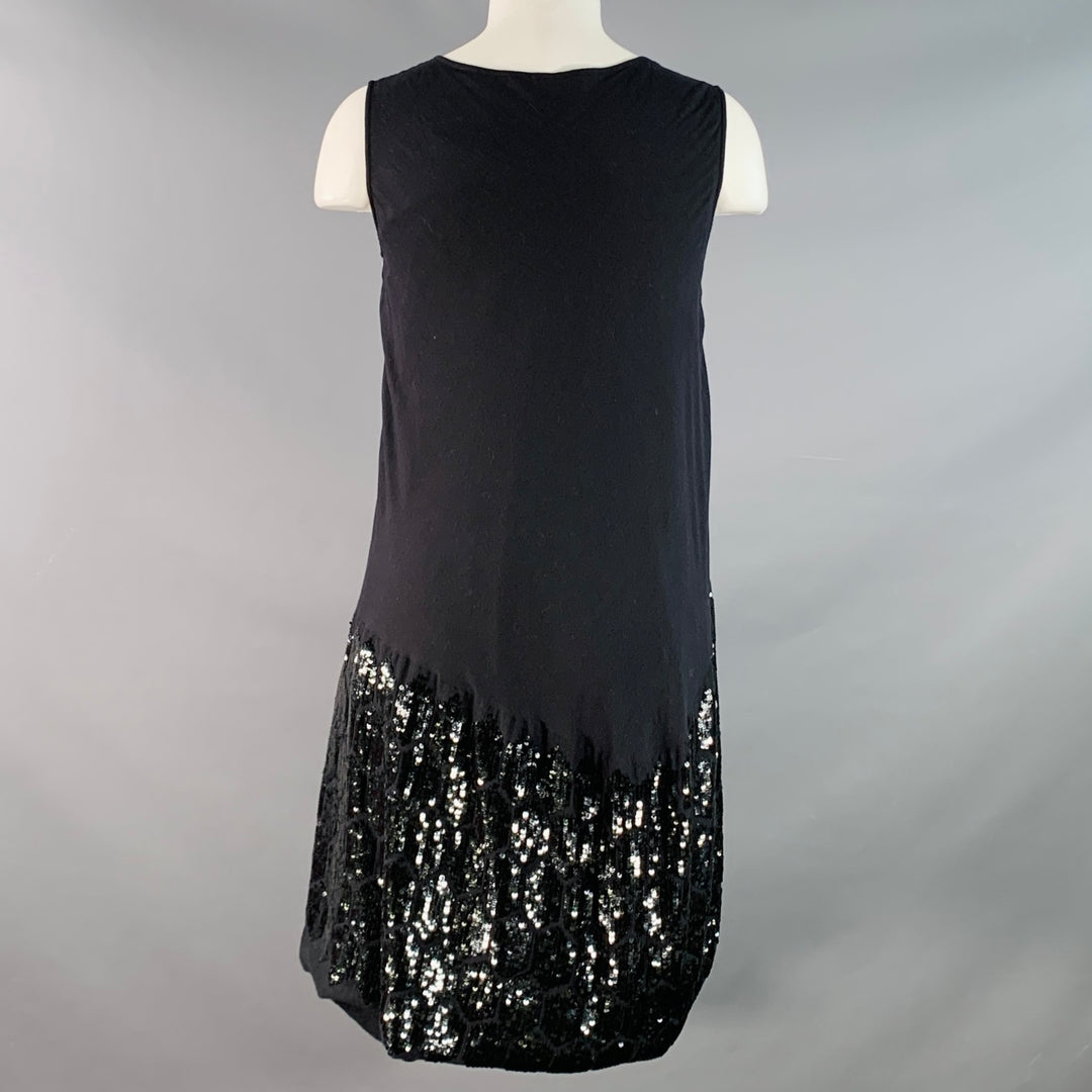 PEACHOO+KREJBERG Size S Black Cotton Sequined Asymmetrical Midi Dress