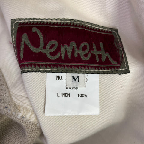 NEMETH Size M Beige Ropes Print Linen Button Fly Casual Pants