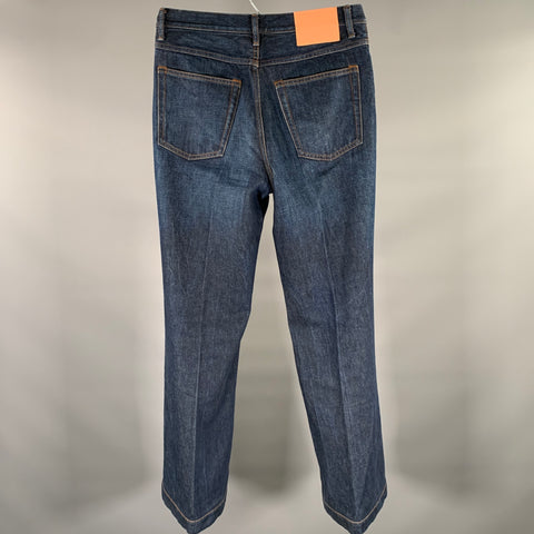 ACNE Size 30 Navy Flare Cut Cotton Button Fly Jeans