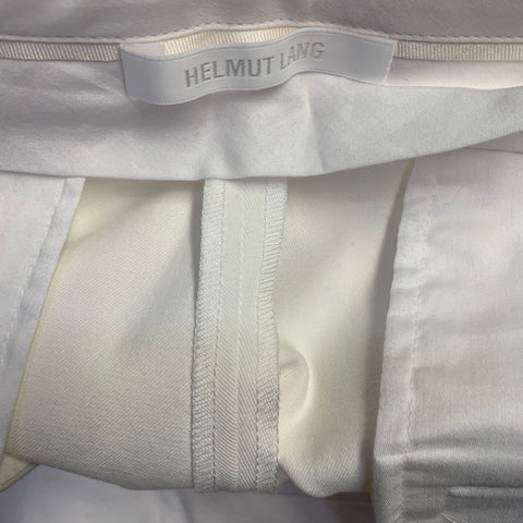 HELMUT LANG Size 32 White Cotton Blend Slim Tapered Zip Fly Dress Pants